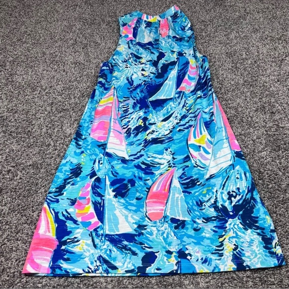 Lilly Pulitzer Essie Sleeveless Shift Dress Sz XSmall Hey Bay Bay Sailboat Print - Picture 1 of 10